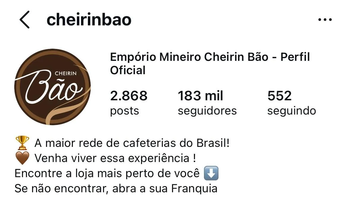Cheirinbão · maior rede de franquias de café do Brasil